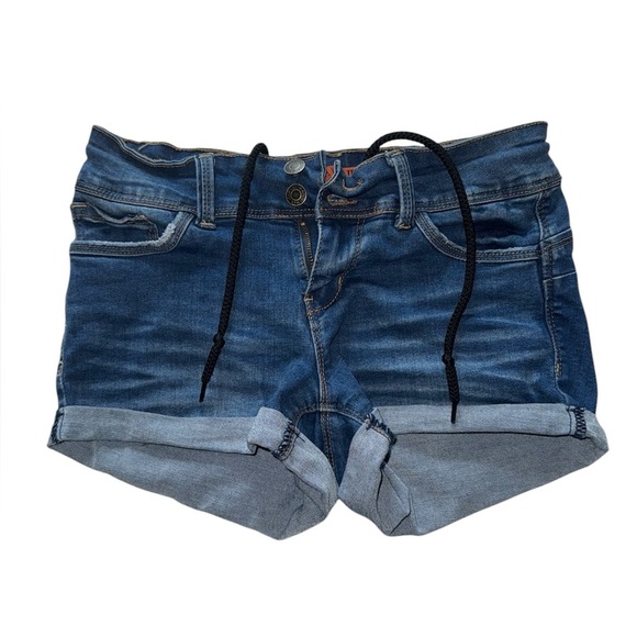 Wax Jean Butt I Love You Womens Blue Jean Stretch Drawstring Shorts Size Small - Picture 1 of 12